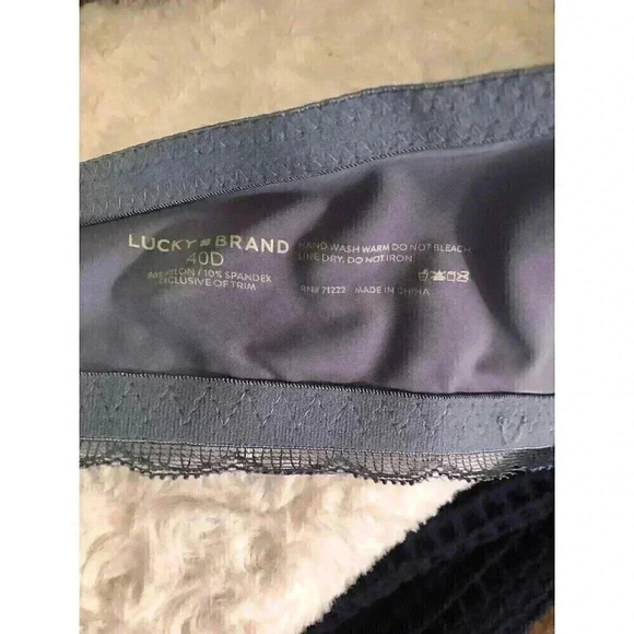 Lucky Brand Size 40D Blue Push Up Padded Bra Underwire Lace Trim Wide Straps - Picture 4 of 4